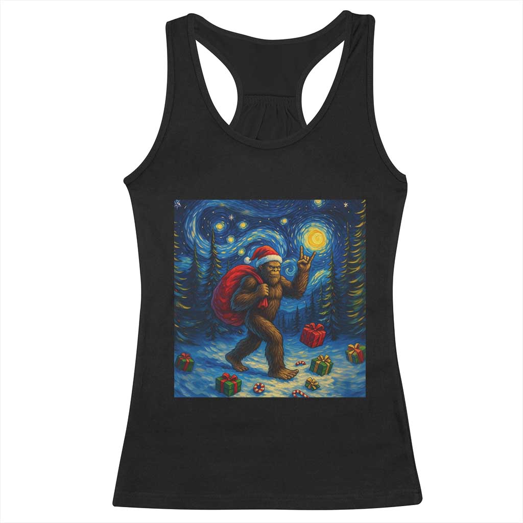 Bigfoot Christmas Racerback Tank Top Starry Night Van Gogh TS14 Black Print Your Wear