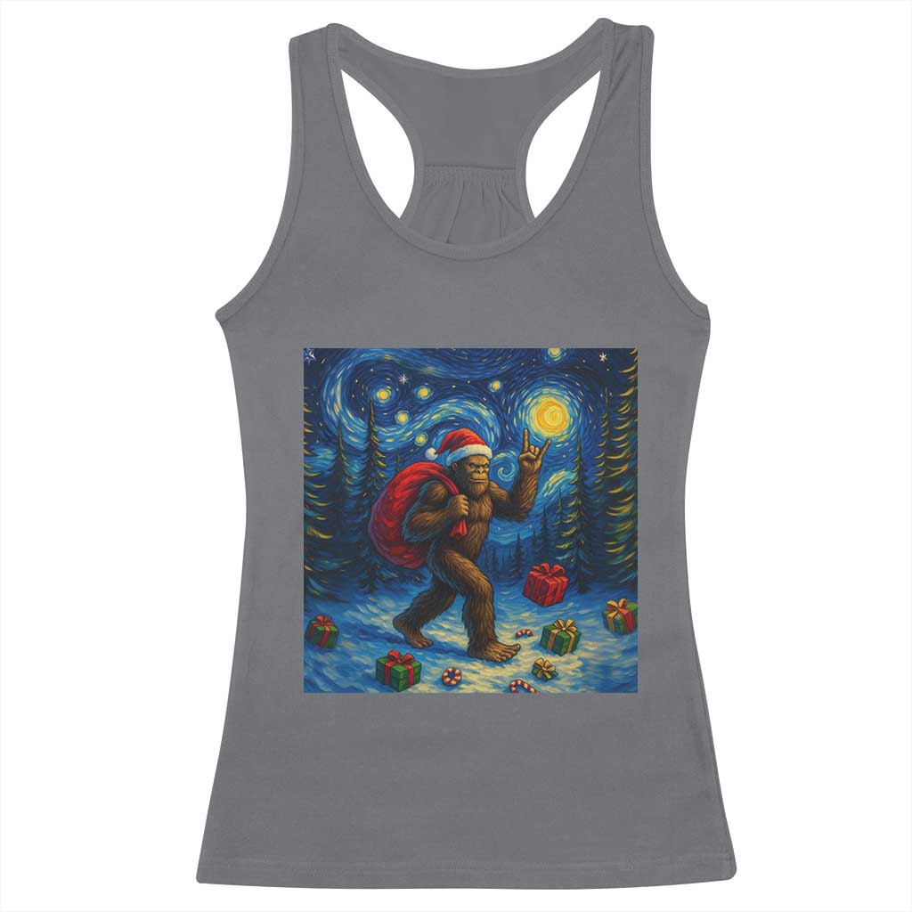 Bigfoot Christmas Racerback Tank Top Starry Night Van Gogh TS14 Charcoal Print Your Wear