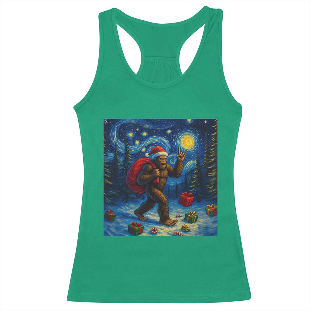 Bigfoot Christmas Racerback Tank Top Starry Night Van Gogh TS14 Irish Green Print Your Wear