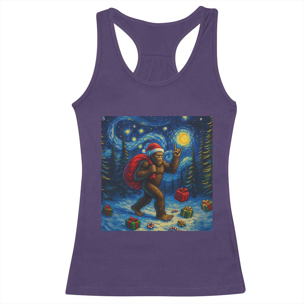 Bigfoot Christmas Racerback Tank Top Starry Night Van Gogh TS14 Purple Print Your Wear