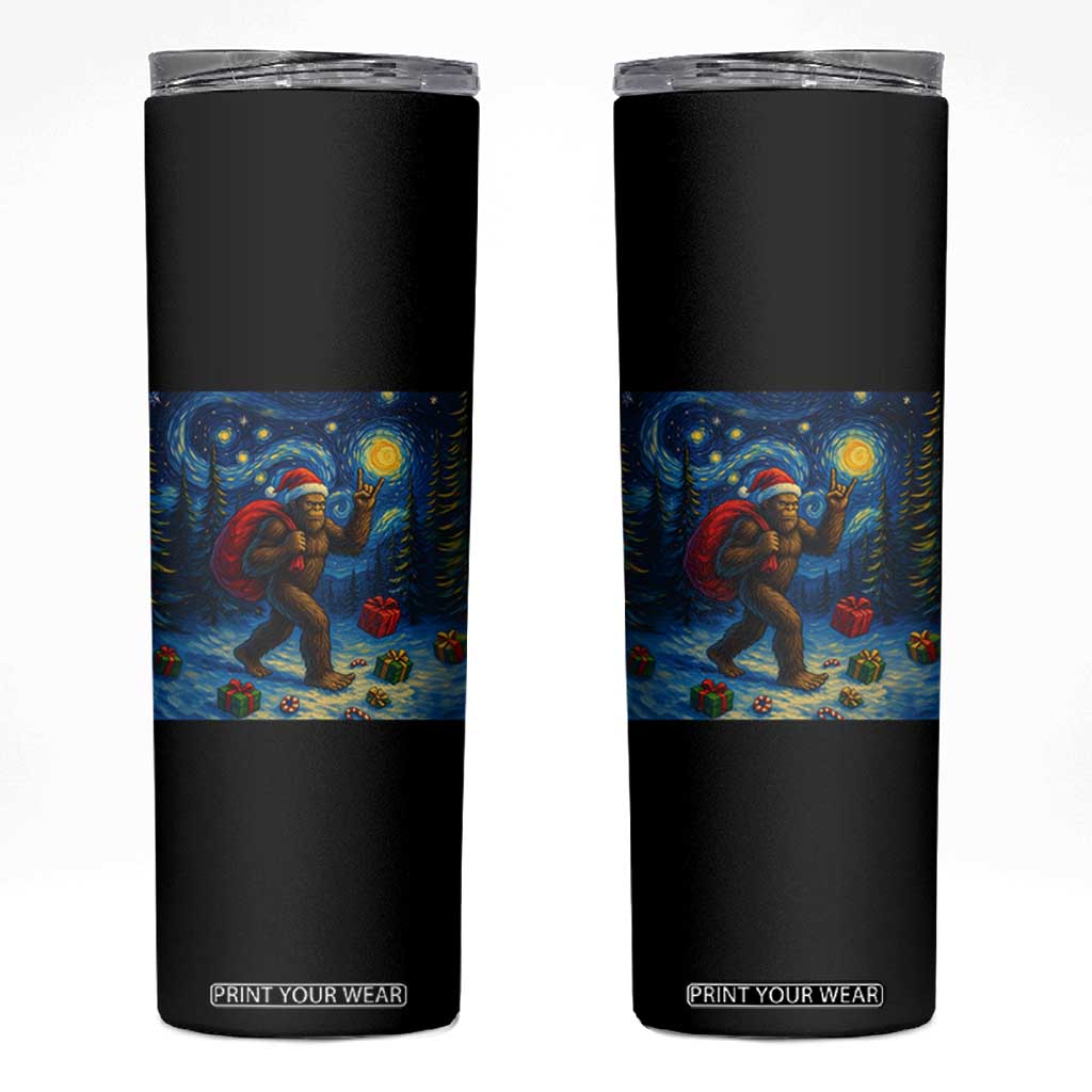 Bigfoot Christmas Skinny Tumbler Starry Night Van Gogh TS14 Black Print Your Wear