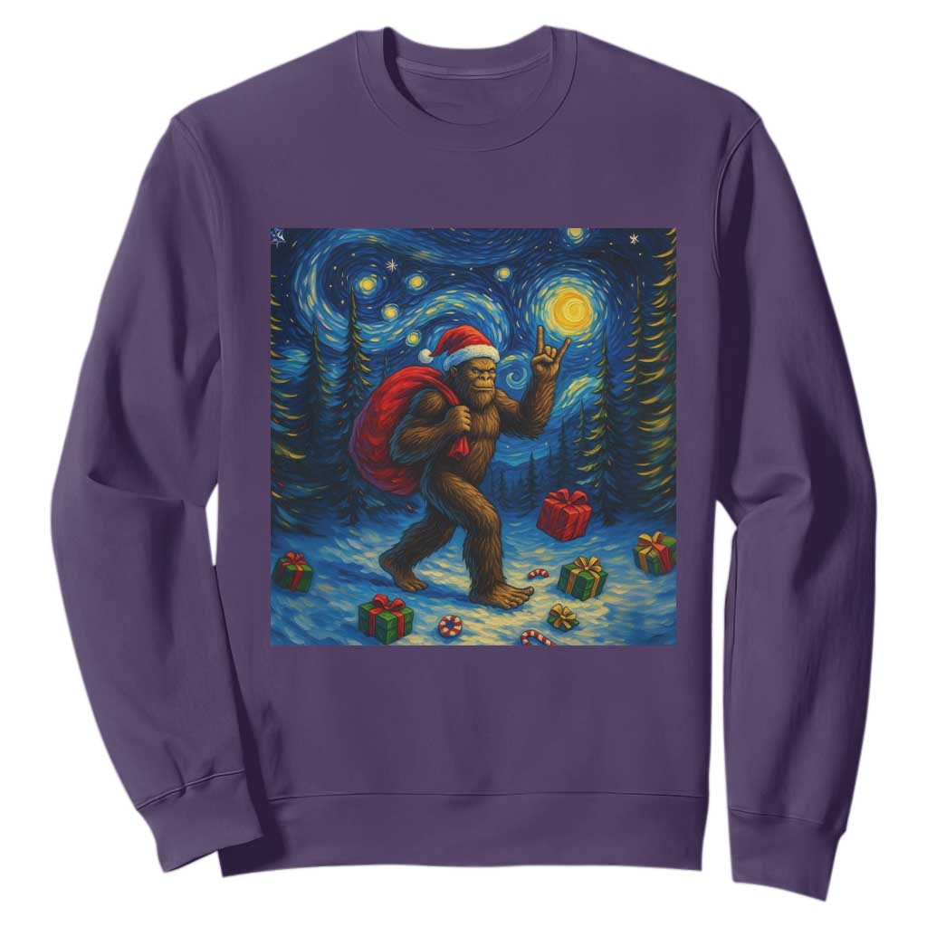 Bigfoot Christmas Sweatshirt Starry Night Van Gogh TS14 Purple Print Your Wear