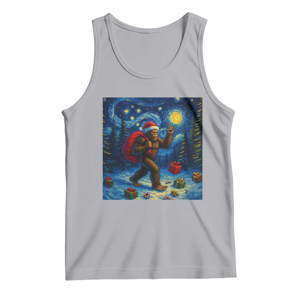 Bigfoot Christmas Tank Top Starry Night Van Gogh TS14 Athletic Heather Print Your Wear
