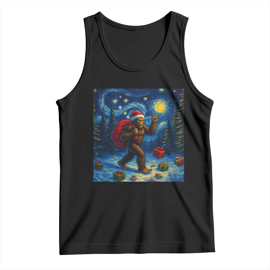 Bigfoot Christmas Tank Top Starry Night Van Gogh TS14 Black Print Your Wear