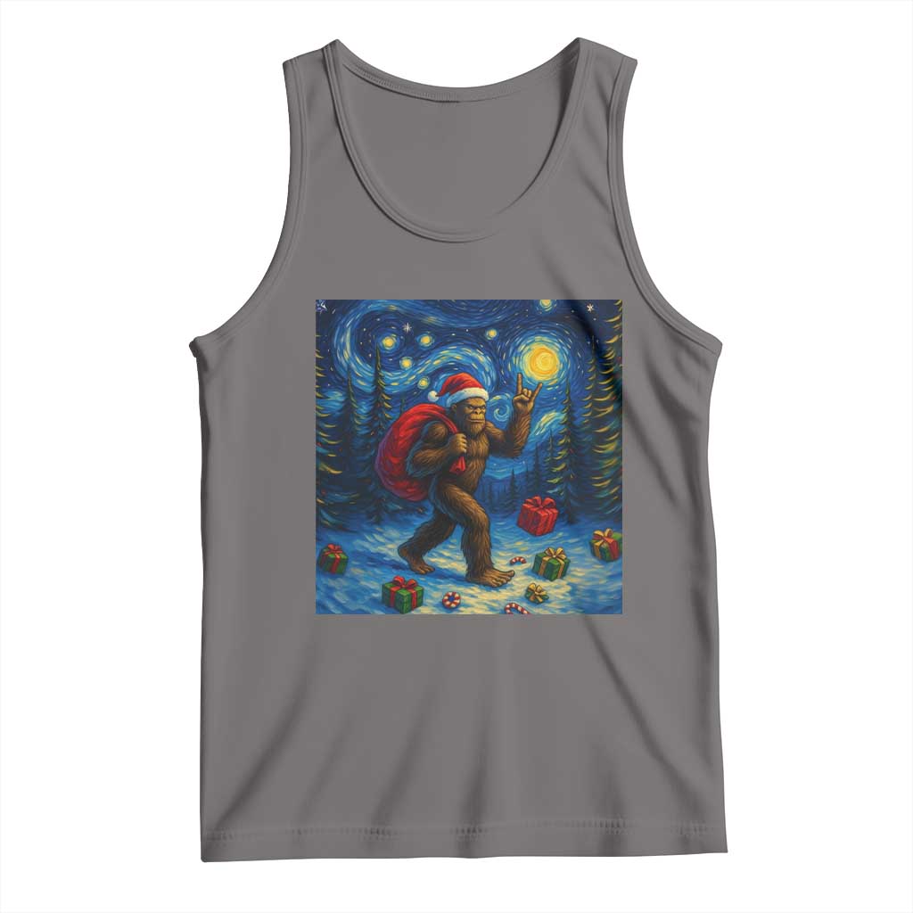 Bigfoot Christmas Tank Top Starry Night Van Gogh TS14 Deep Heather Print Your Wear