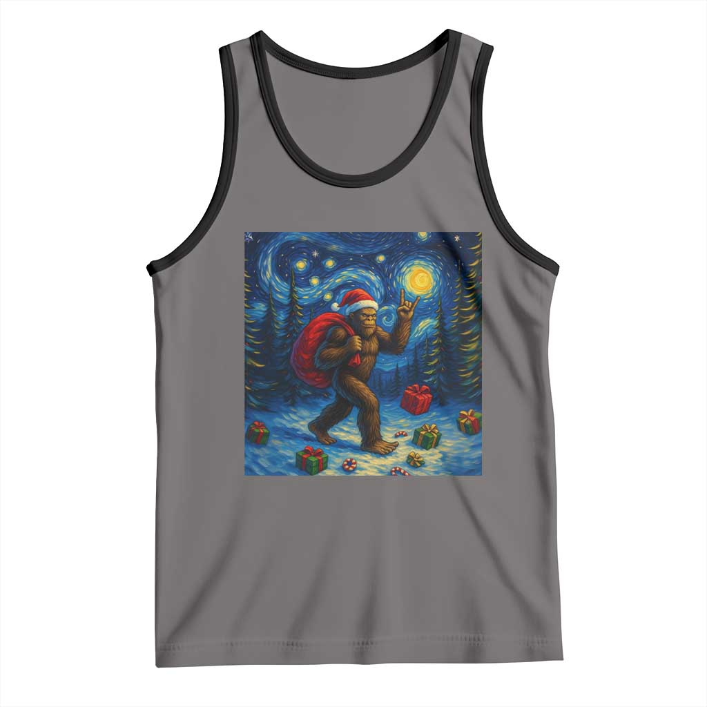 Bigfoot Christmas Tank Top Starry Night Van Gogh TS14 Deep Heather Black Print Your Wear
