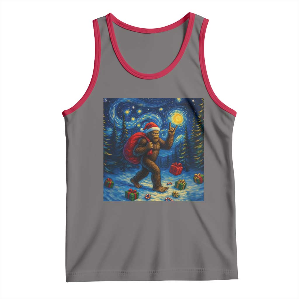 Bigfoot Christmas Tank Top Starry Night Van Gogh TS14 Deep Heather Red Print Your Wear