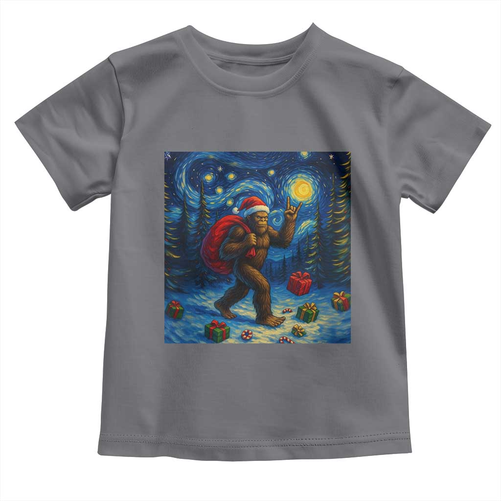 Bigfoot Christmas Toddler T Shirt Starry Night Van Gogh TS14 Charcoal Print Your Wear