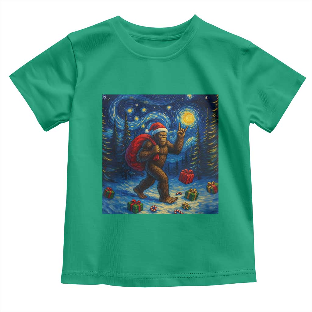 Bigfoot Christmas Toddler T Shirt Starry Night Van Gogh TS14 Irish Green Print Your Wear