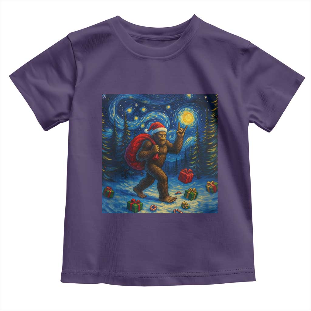 Bigfoot Christmas Toddler T Shirt Starry Night Van Gogh TS14 Purple Print Your Wear