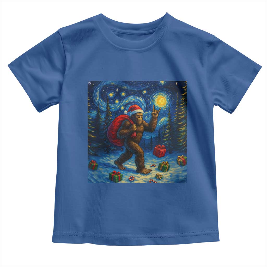 Bigfoot Christmas Toddler T Shirt Starry Night Van Gogh TS14 Royal Blue Print Your Wear