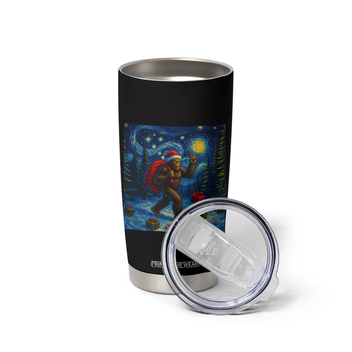 Bigfoot Christmas Tumbler Cup Starry Night Van Gogh TS14 Print Your Wear