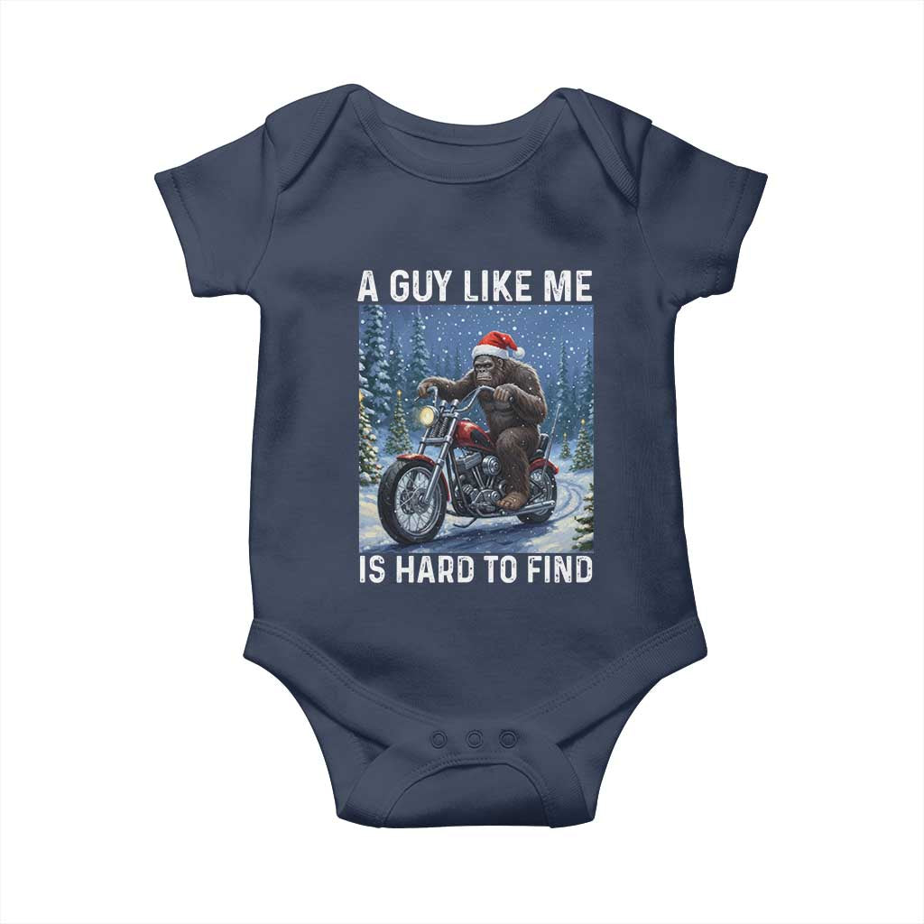 Funny Bigfoot Motorcycle Christmas Baby Onesie A Guy Like Me Is Hard To Forest Find TS14 Navy Print Your Wear