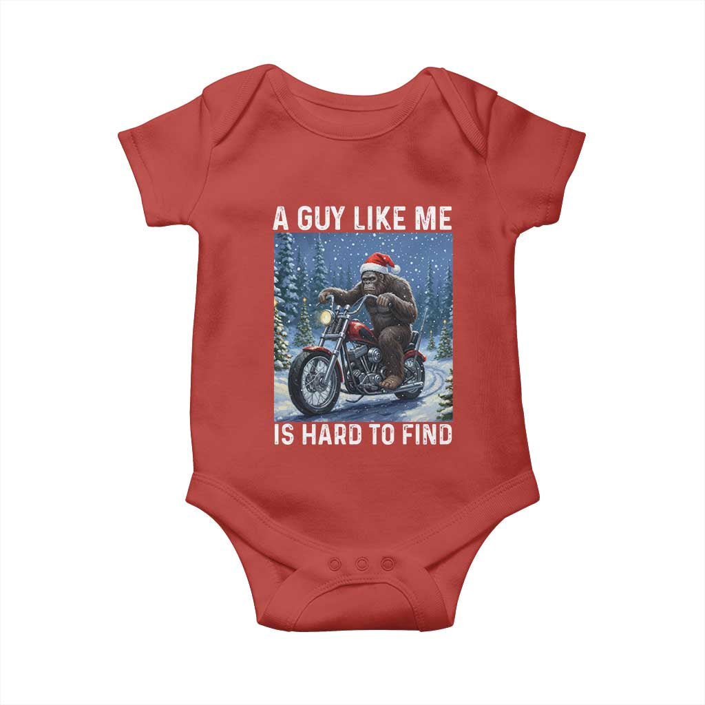 Funny Bigfoot Motorcycle Christmas Baby Onesie A Guy Like Me Is Hard To Forest Find TS14 Red Print Your Wear
