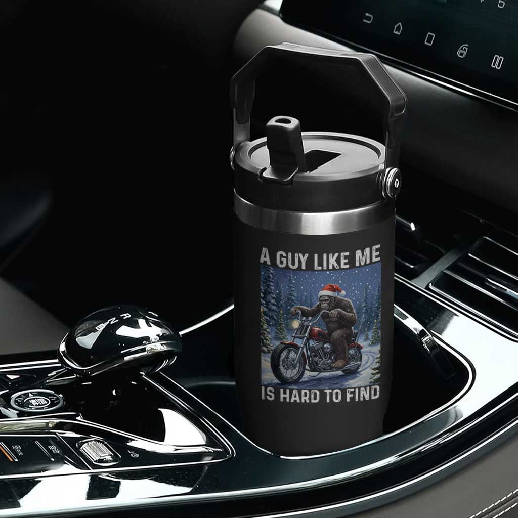 Funny Bigfoot Motorcycle Christmas Flip Straw Tumbler A Guy Like Me Is Hard To Forest Find TS14 Print Your Wear