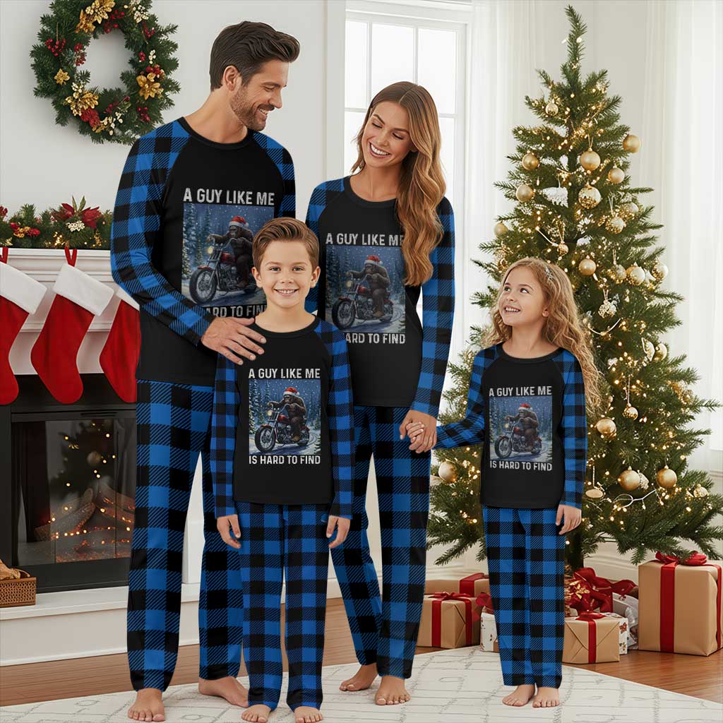 Funny Bigfoot Motorcycle Christmas Plaid Pajama Set A Guy Like Me Is Hard To Forest Find TS14 Blue Plaid Print Your Wear