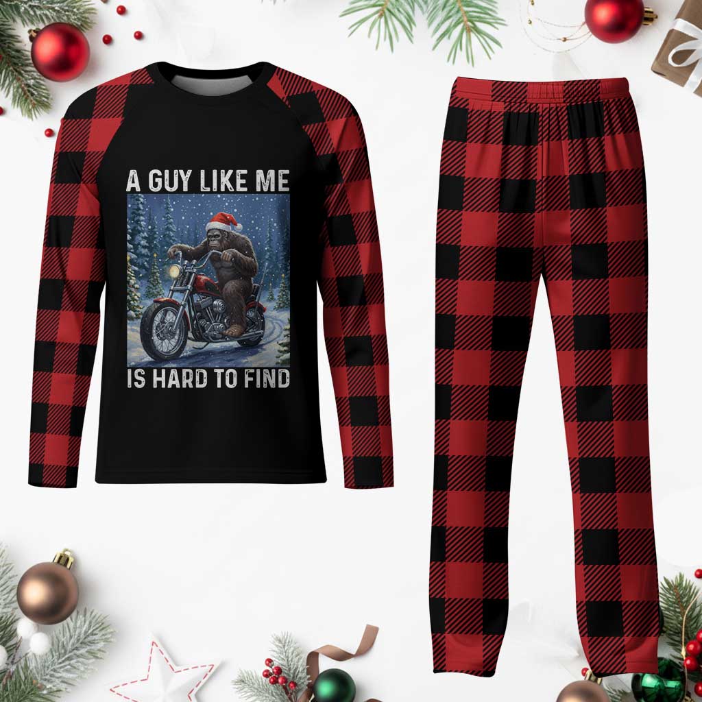 Funny Bigfoot Motorcycle Christmas Plaid Pajama Set A Guy Like Me Is Hard To Forest Find TS14 Buffalo Plaid Print Your Wear