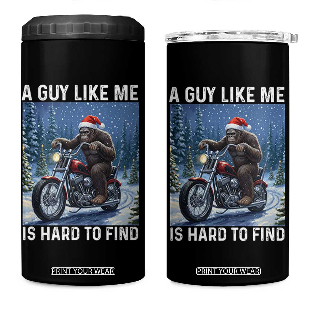 Funny Bigfoot Motorcycle Christmas 4 in 1 Can Cooler Tumbler A Guy Like Me Is Hard To Forest Find TS14 One Size: 16 oz Black Print Your Wear
