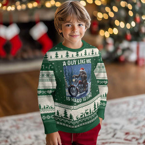 Funny Bigfoot Motorcycle Xmas Ugly Christmas Sweater A Guy Like Me Is Hard To Forest Find TS14 Forest Green Beige Print Your Wear