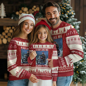 Funny Bigfoot Motorcycle Xmas Ugly Christmas Sweater A Guy Like Me Is Hard To Forest Find TS14 Red Beige Print Your Wear