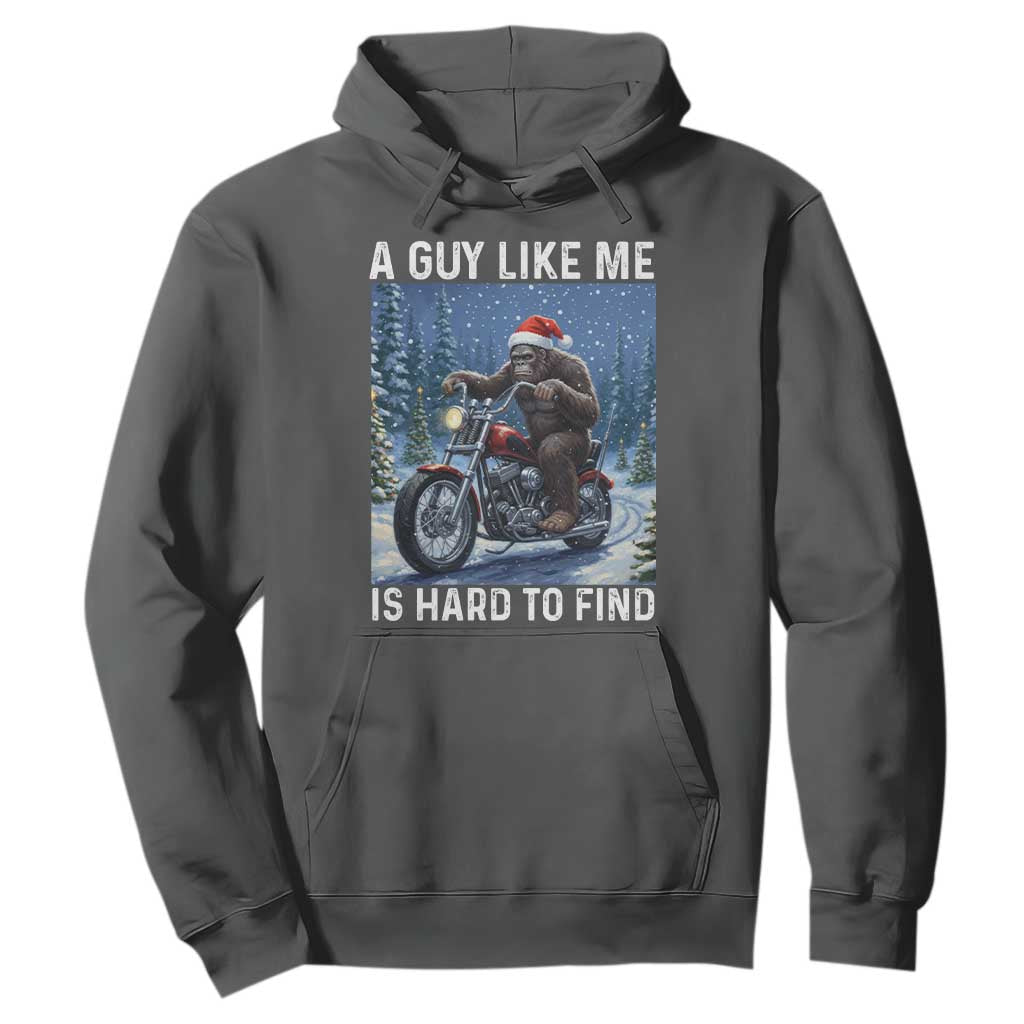 Funny Bigfoot Motorcycle Christmas Hoodie A Guy Like Me Is Hard To Forest Find TS14 Dark Heather Print Your Wear