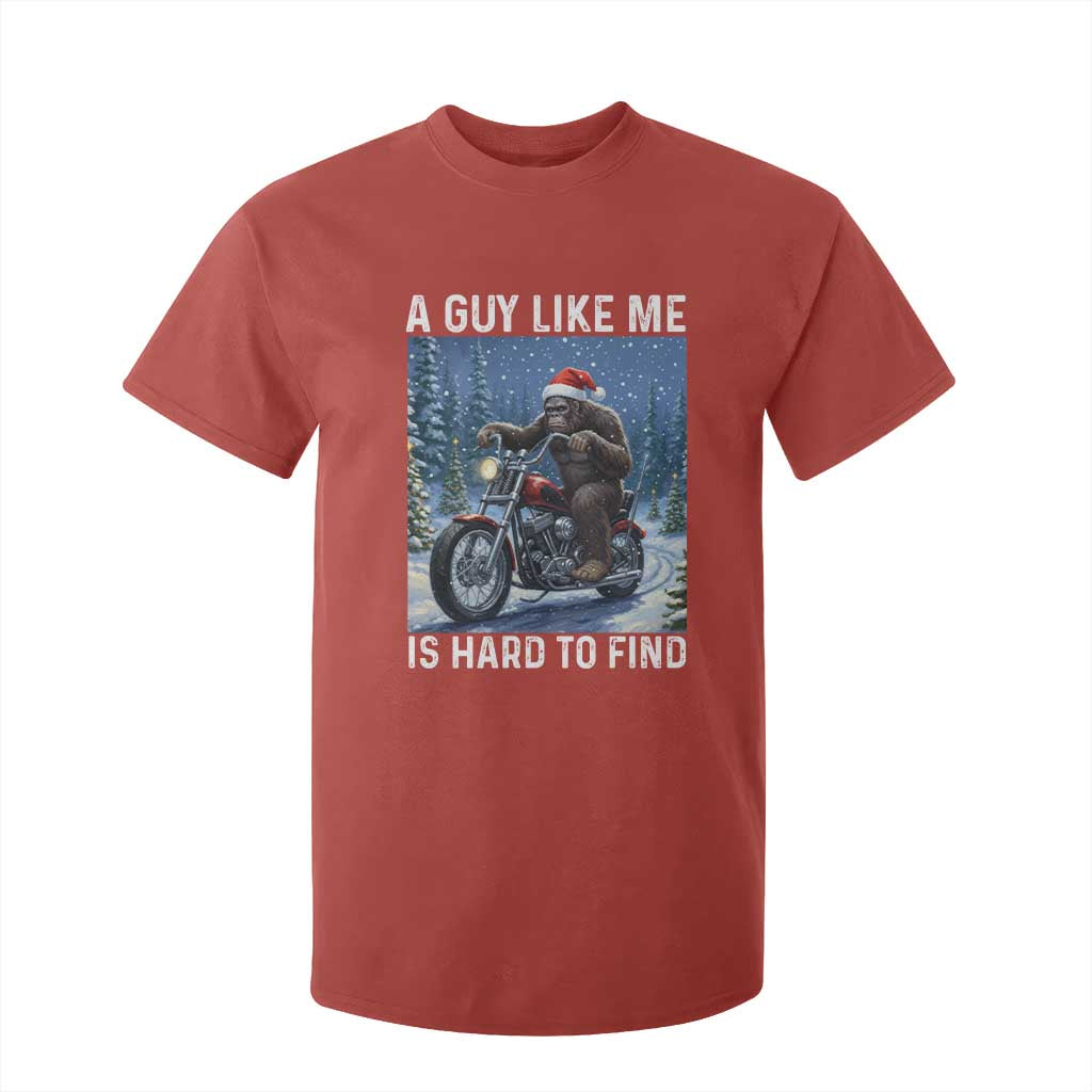 Funny Bigfoot Motorcycle Christmas T Shirt For Kid A Guy Like Me Is Hard To Forest Find TS14 Red Print Your Wear