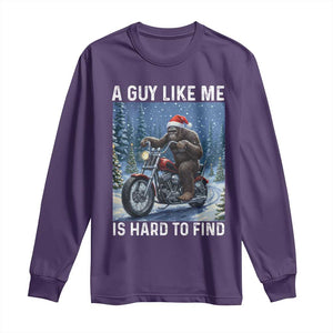 Funny Bigfoot Motorcycle Christmas Long Sleeve Shirt A Guy Like Me Is Hard To Forest Find TS14 Purple Print Your Wear