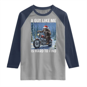 Funny Bigfoot Motorcycle Christmas Raglan Shirt A Guy Like Me Is Hard To Forest Find TS14 Sport Gray Navy Print Your Wear