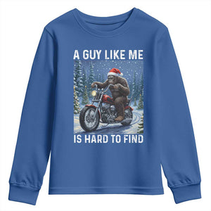 Funny Bigfoot Motorcycle Christmas Youth Sweatshirt A Guy Like Me Is Hard To Forest Find TS14 Royal Blue Print Your Wear