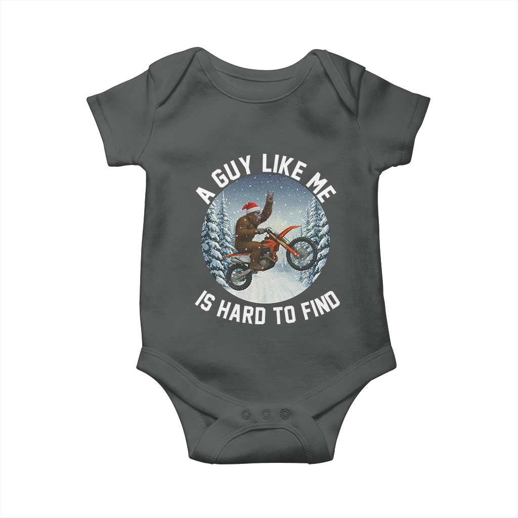 Funny Bigfoot Motorcycle Christmas Baby Onesie Sasquatch Rock On Hand Xmas TS14 Dark Heather Print Your Wear