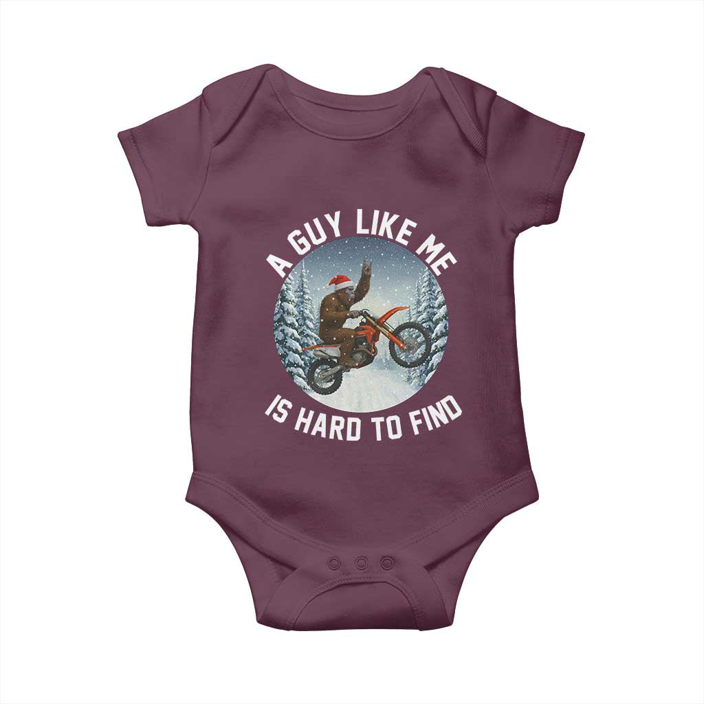 Funny Bigfoot Motorcycle Christmas Baby Onesie Sasquatch Rock On Hand Xmas TS14 Maroon Print Your Wear