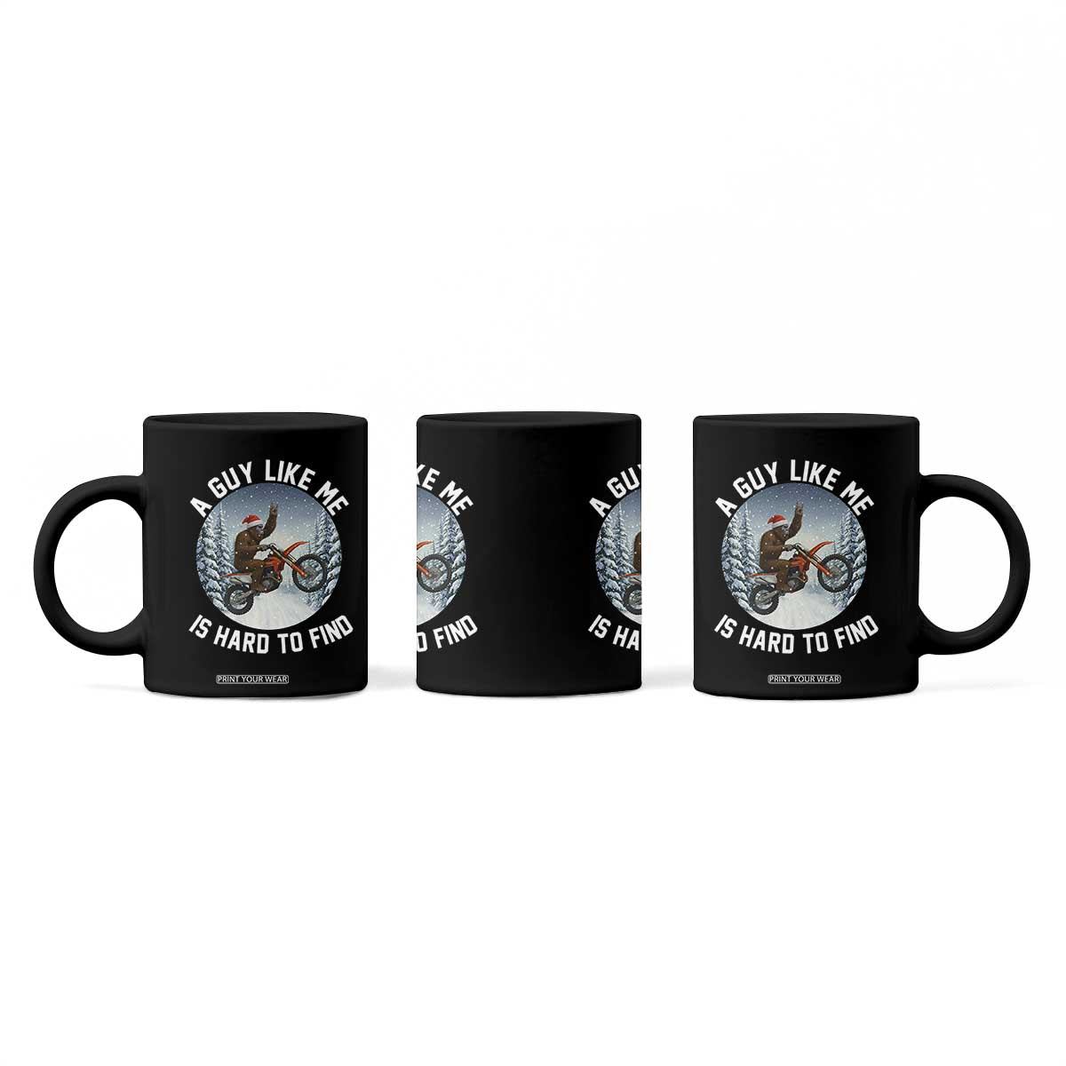 Funny Bigfoot Motorcycle Christmas Coffee Mug Sasquatch Rock On Hand Xmas TS14 Print Your Wear