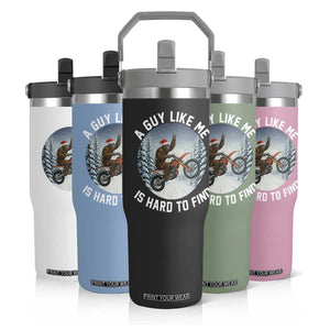 Funny Bigfoot Motorcycle Christmas Flip Straw Tumbler Sasquatch Rock On Hand Xmas TS14 Print Your Wear