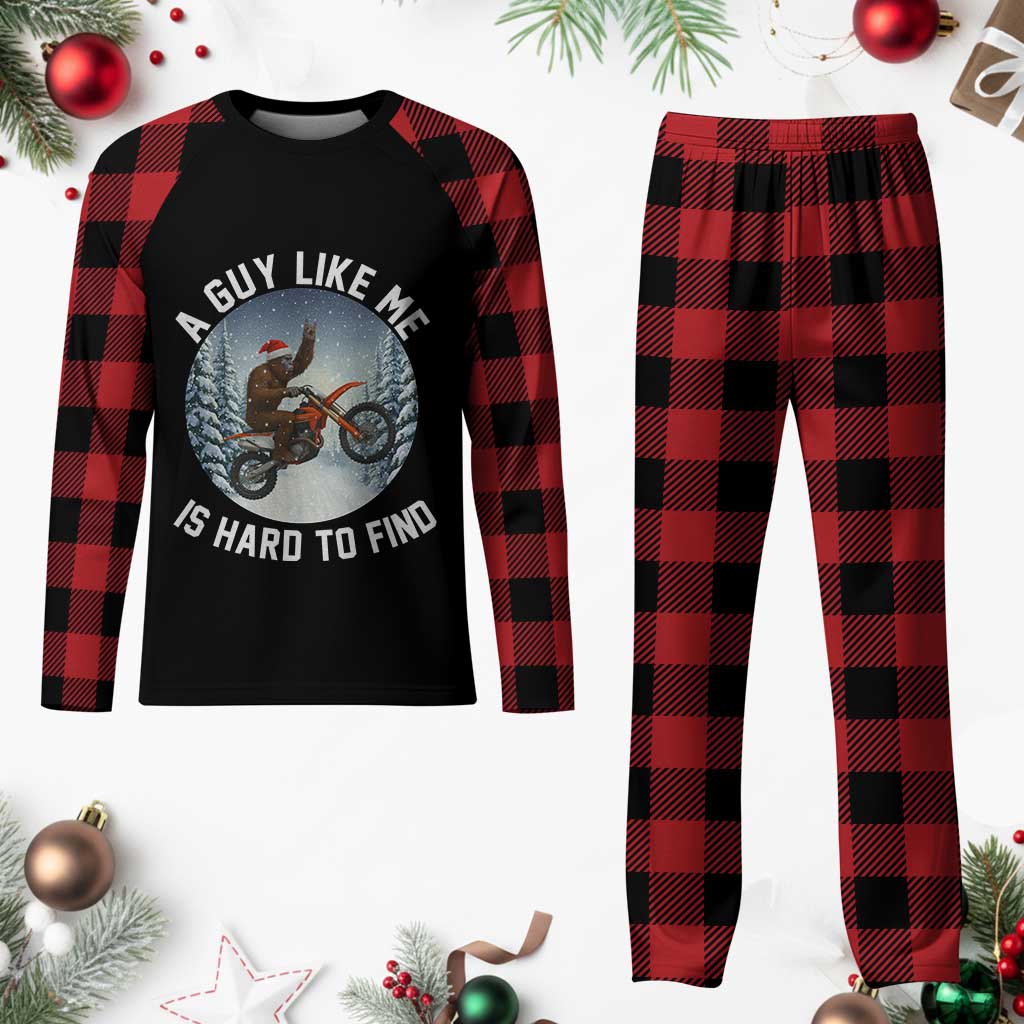 Funny Bigfoot Motorcycle Christmas Plaid Pajama Set Sasquatch Rock On Hand Xmas TS14 Buffalo Plaid Print Your Wear