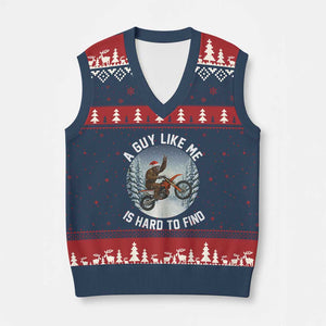 Funny Bigfoot Motorcycle Xmas V-Neck Knit Sweater Vest Sasquatch Rock On Hand Xmas TS14 Navy Red Print Your Wear
