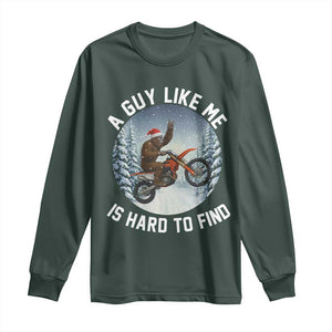 Funny Bigfoot Motorcycle Christmas Long Sleeve Shirt Sasquatch Rock On Hand Xmas TS14 Dark Forest Green Print Your Wear