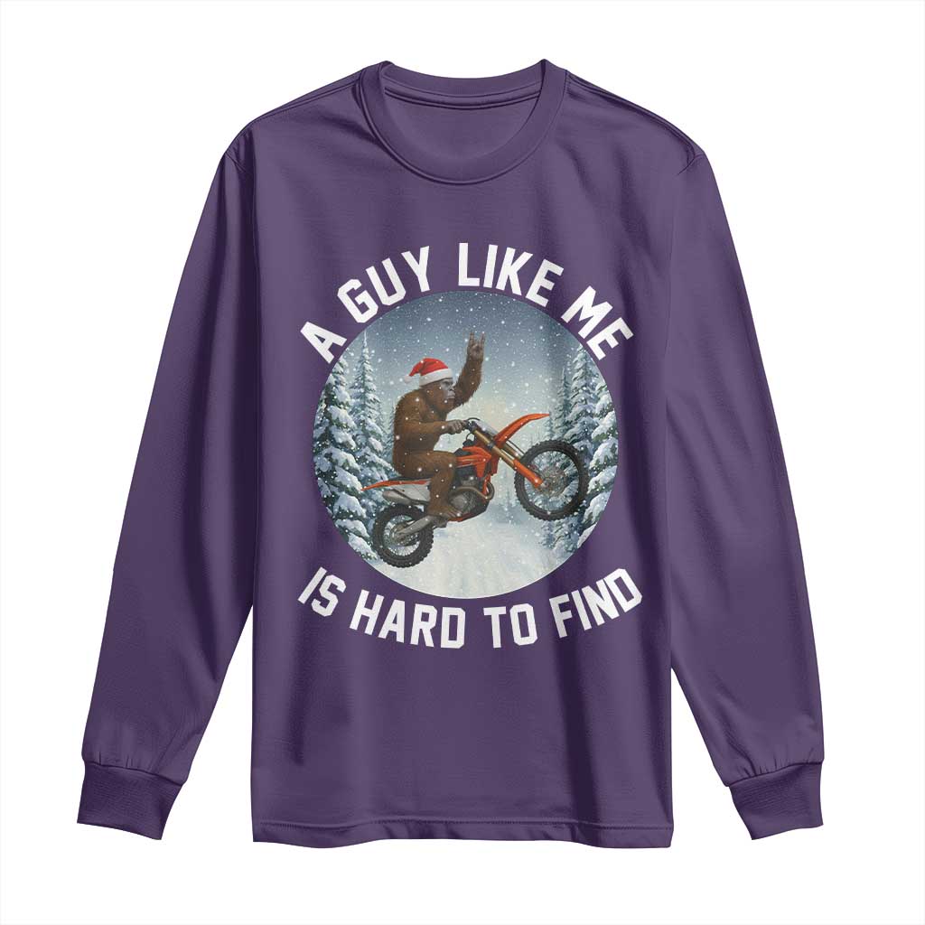 Funny Bigfoot Motorcycle Christmas Long Sleeve Shirt Sasquatch Rock On Hand Xmas TS14 Purple Print Your Wear