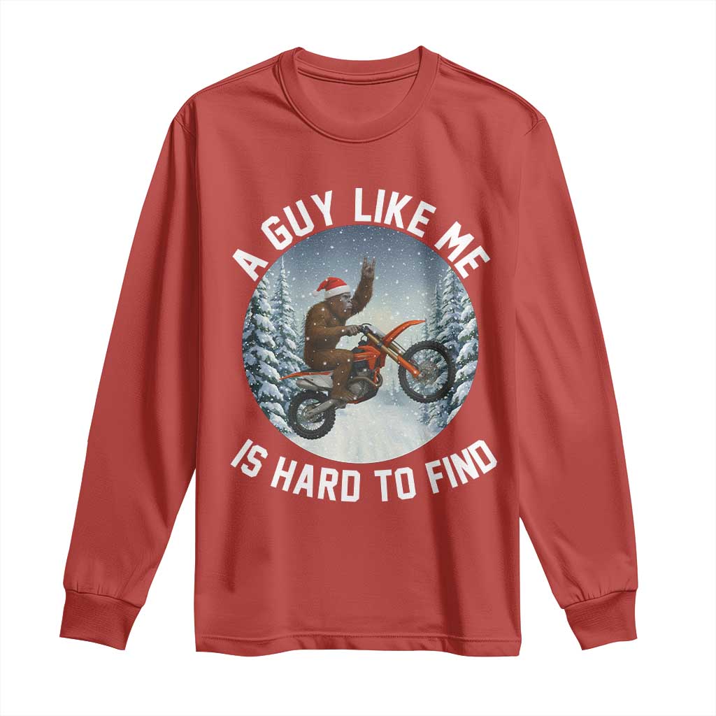 Funny Bigfoot Motorcycle Christmas Long Sleeve Shirt Sasquatch Rock On Hand Xmas TS14 Red Print Your Wear