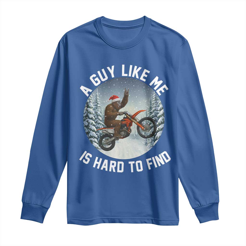Funny Bigfoot Motorcycle Christmas Long Sleeve Shirt Sasquatch Rock On Hand Xmas TS14 Royal Blue Print Your Wear