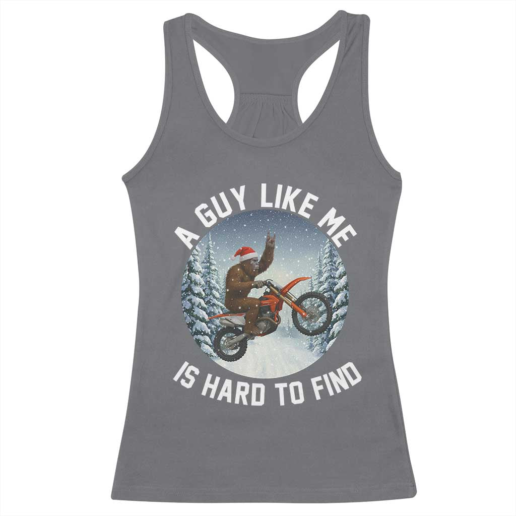 Funny Bigfoot Motorcycle Christmas Racerback Tank Top Sasquatch Rock On Hand Xmas TS14 Charcoal Print Your Wear