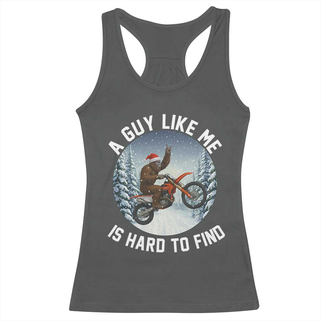 Funny Bigfoot Motorcycle Christmas Racerback Tank Top Sasquatch Rock On Hand Xmas TS14 Dark Heather Print Your Wear