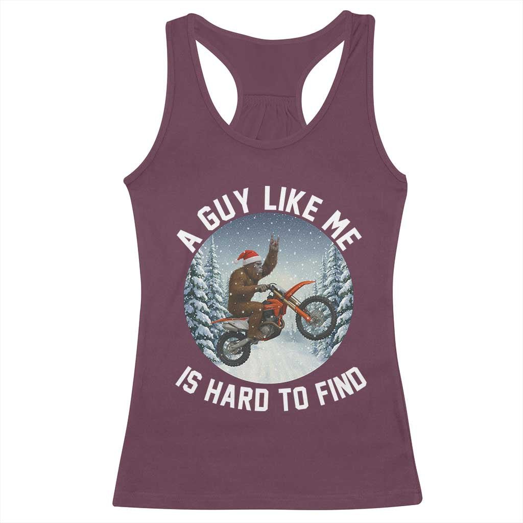 Funny Bigfoot Motorcycle Christmas Racerback Tank Top Sasquatch Rock On Hand Xmas TS14 Maroon Print Your Wear