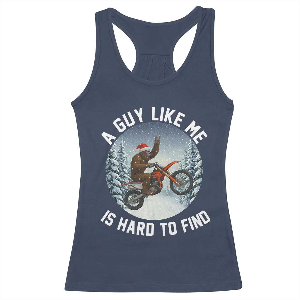 Funny Bigfoot Motorcycle Christmas Racerback Tank Top Sasquatch Rock On Hand Xmas TS14 Navy Print Your Wear