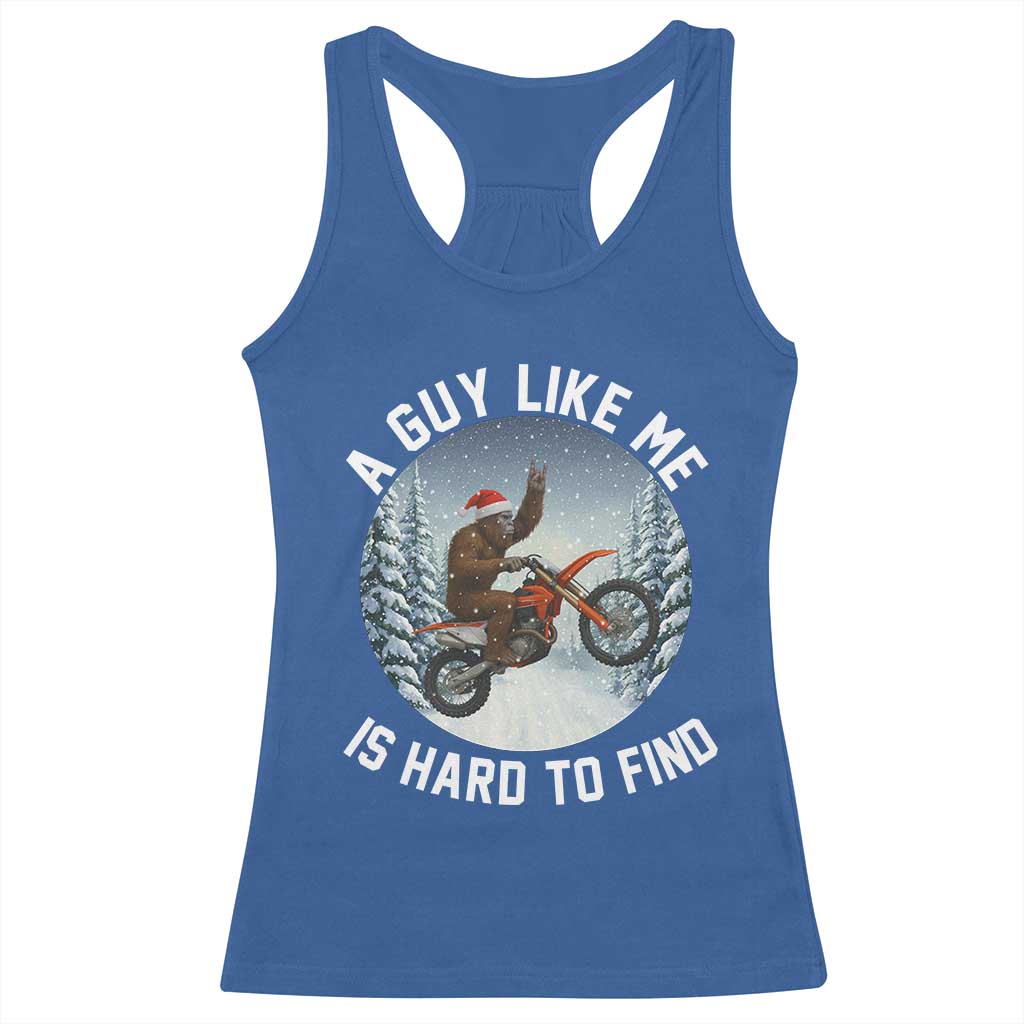 Funny Bigfoot Motorcycle Christmas Racerback Tank Top Sasquatch Rock On Hand Xmas TS14 Royal Blue Print Your Wear
