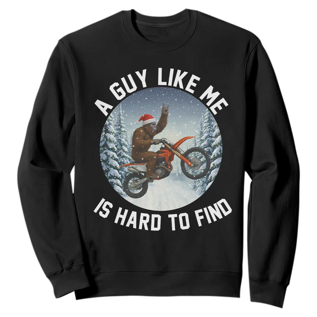 Funny Bigfoot Motorcycle Christmas Sweatshirt Sasquatch Rock On Hand Xmas TS14 Black Print Your Wear