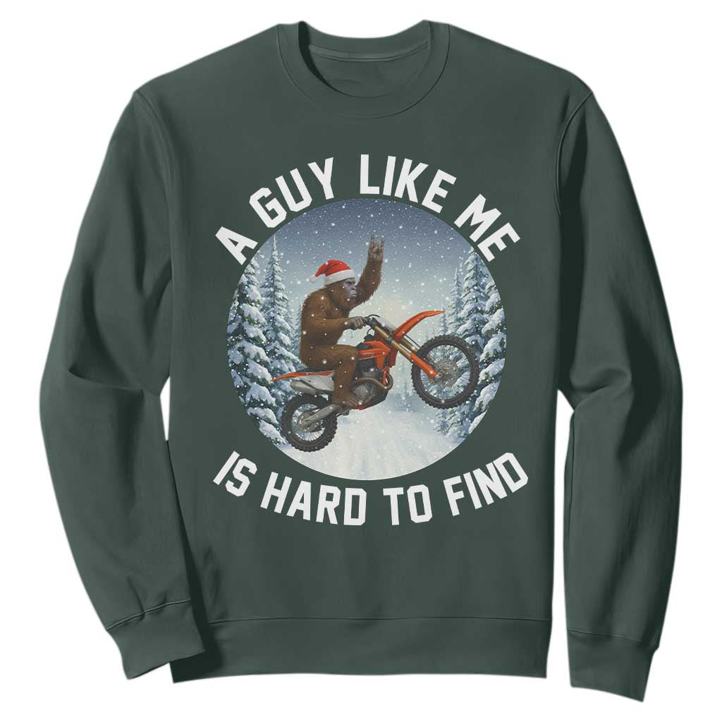 Funny Bigfoot Motorcycle Christmas Sweatshirt Sasquatch Rock On Hand Xmas TS14 Dark Forest Green Print Your Wear