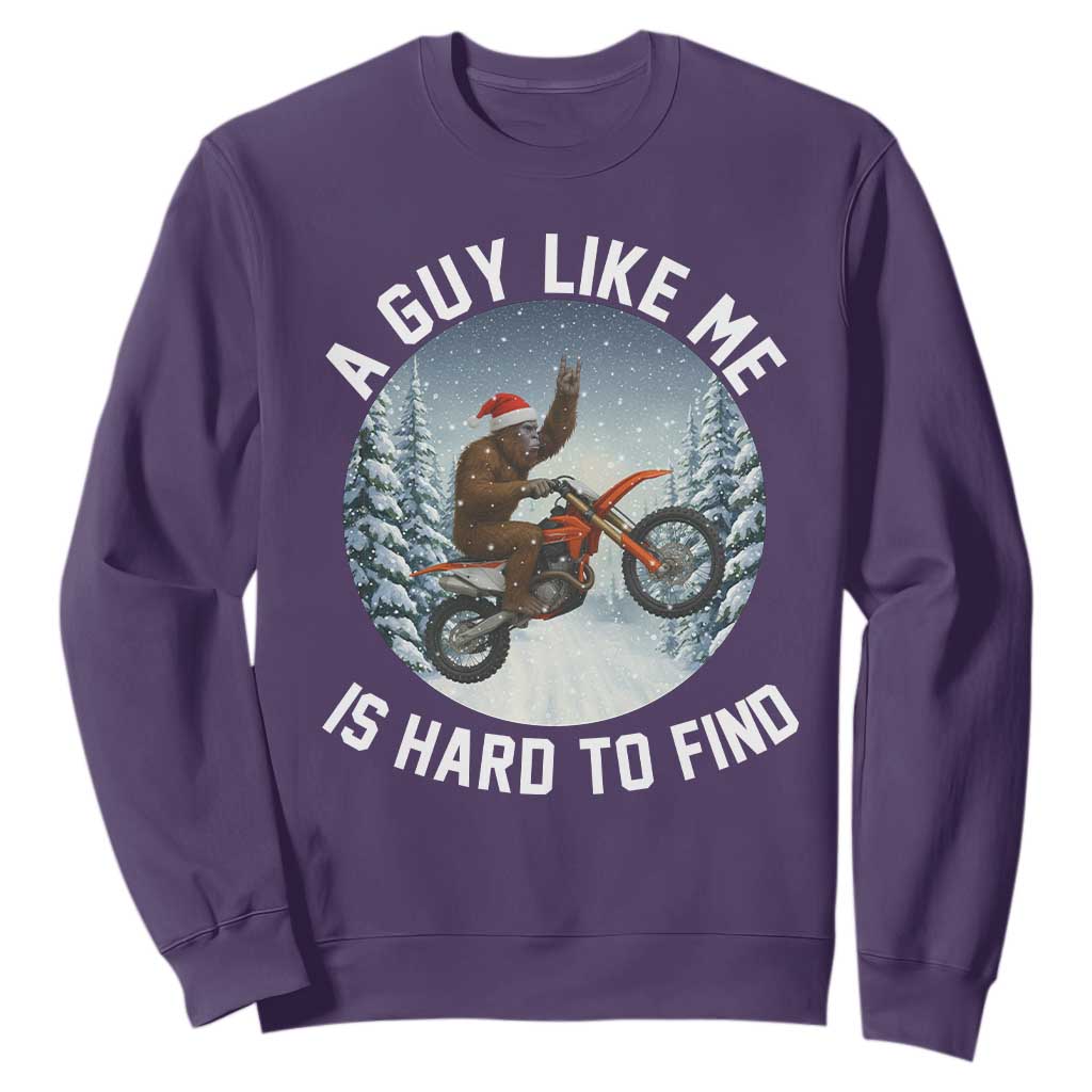 Funny Bigfoot Motorcycle Christmas Sweatshirt Sasquatch Rock On Hand Xmas TS14 Purple Print Your Wear