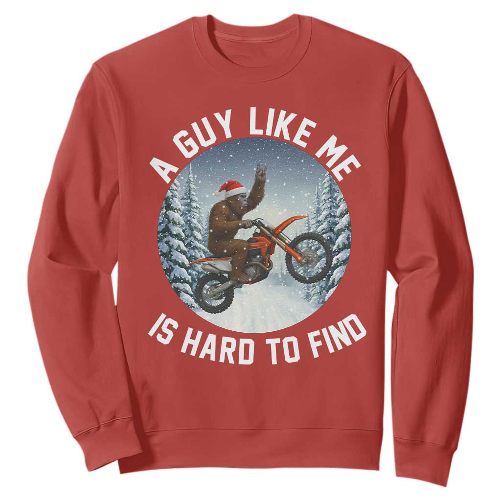 Funny Bigfoot Motorcycle Christmas Sweatshirt Sasquatch Rock On Hand Xmas TS14 Red Print Your Wear