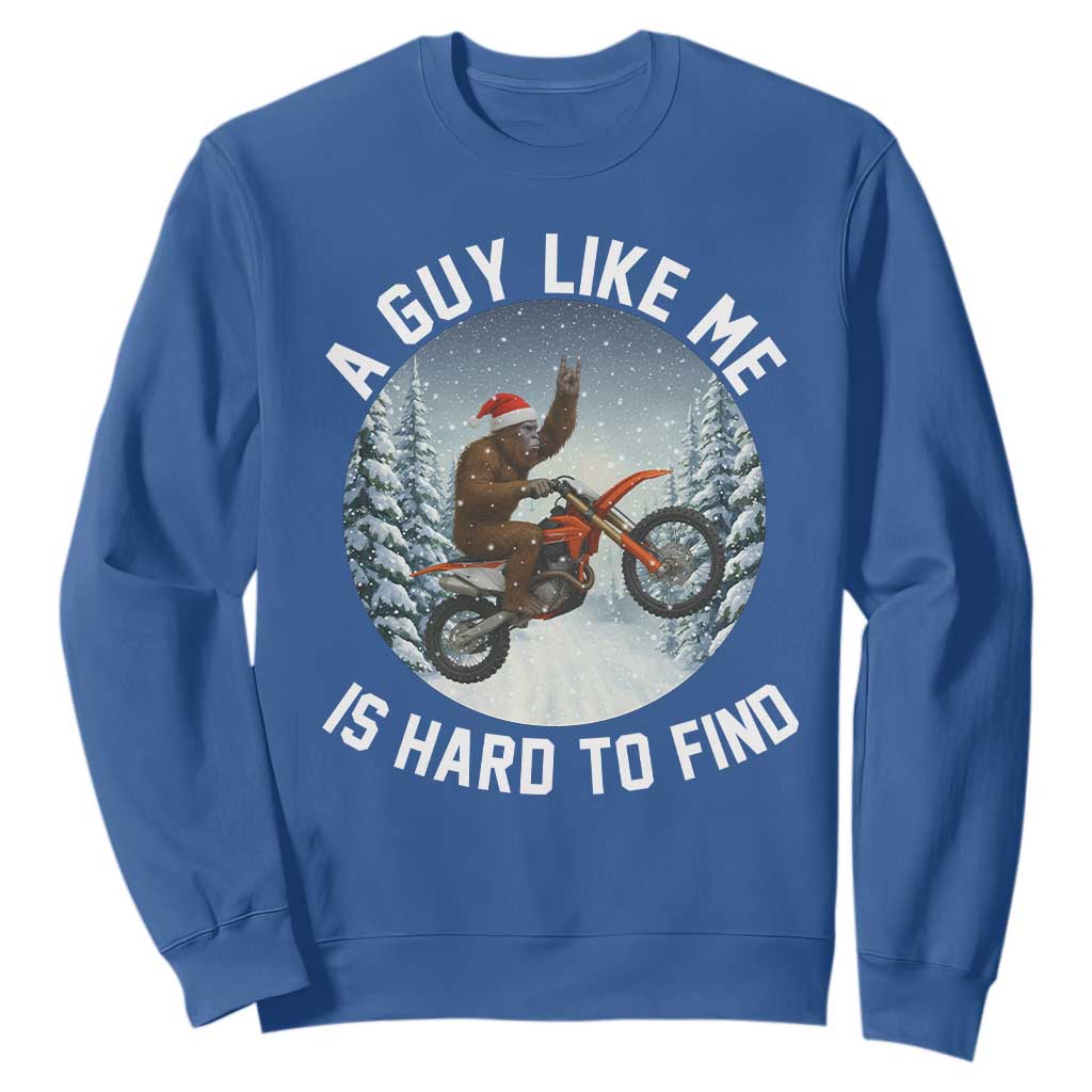 Funny Bigfoot Motorcycle Christmas Sweatshirt Sasquatch Rock On Hand Xmas TS14 Royal Blue Print Your Wear