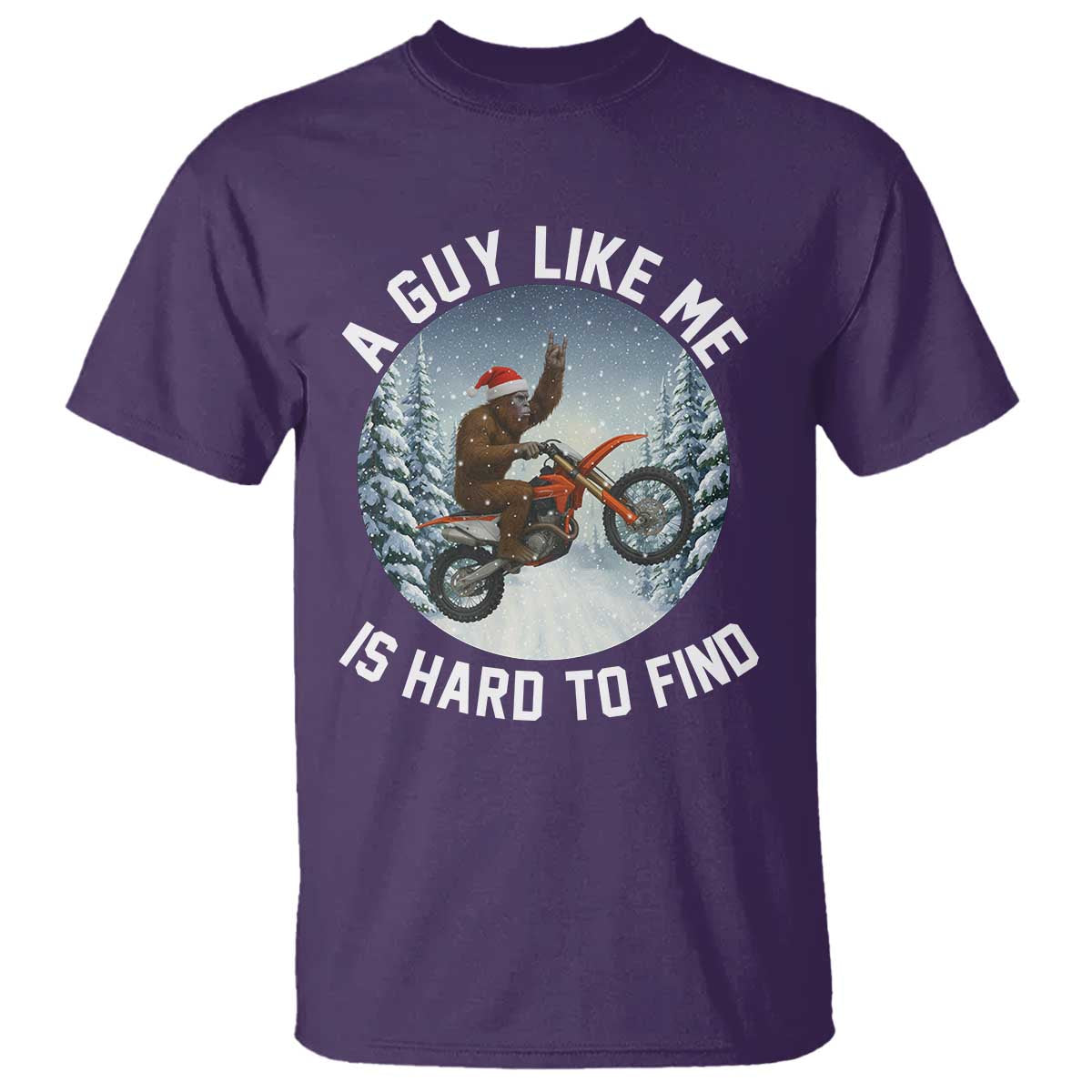 Funny Bigfoot Motorcycle Christmas T Shirt Sasquatch Rock On Hand Xmas TS14 Purple Print Your Wear